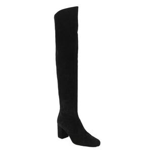 Saint Laurent Womens Suede Round Toe Knee High Boots Black Size 38.5 8.5